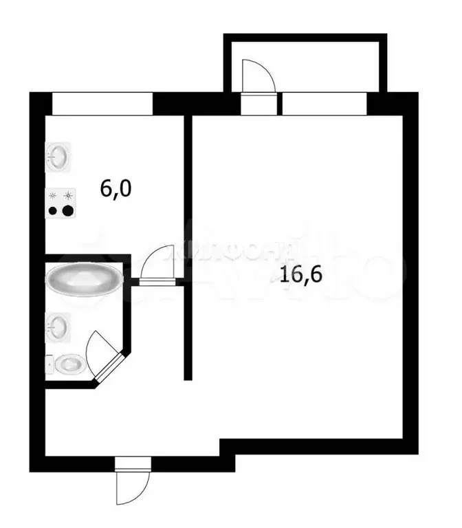 1-к. квартира, 29 м, 5/5 эт. - Фото 0