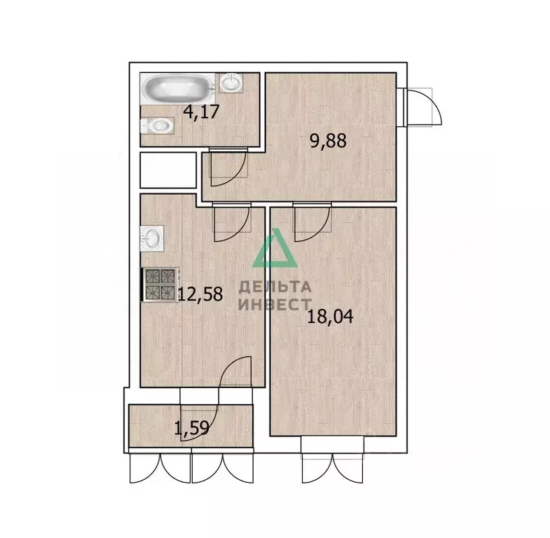 1-к кв. Башкортостан, Уфа просп. Дружбы Народов, 59 (46.26 м) - Фото 2