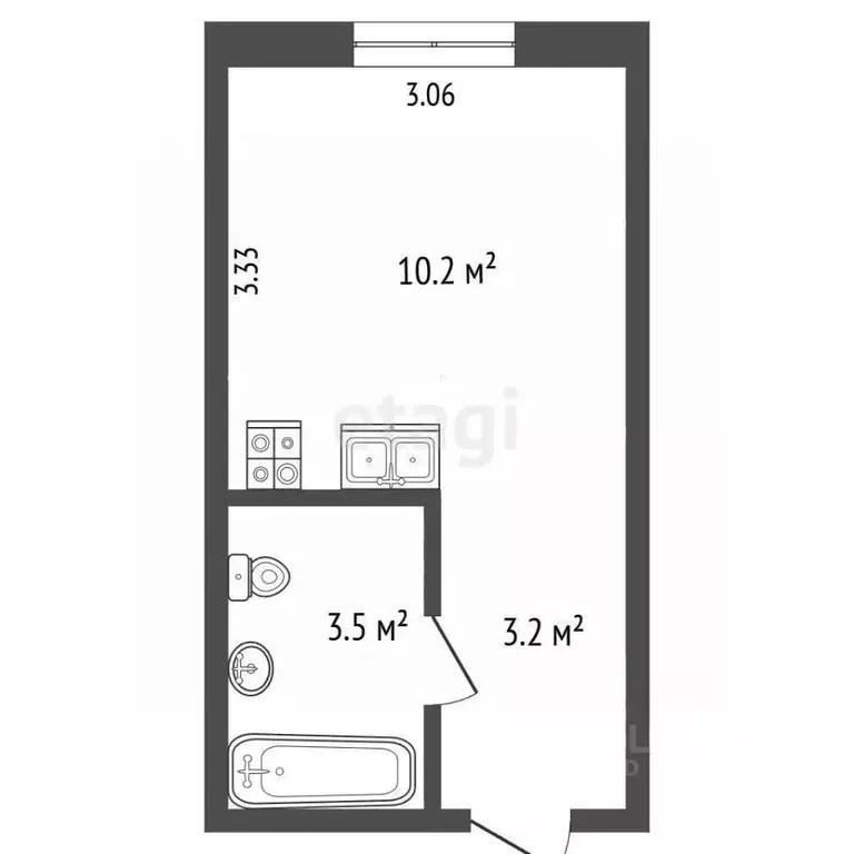 Студия Хабаровский край, Хабаровск Трехгорная ул., 72 (16.9 м) - Фото 2