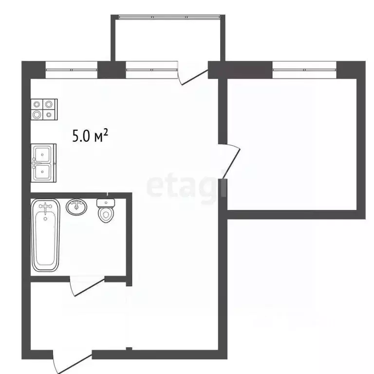 2-к кв. Томская область, Томск Учебная ул., 17 (36.6 м) - Фото 1