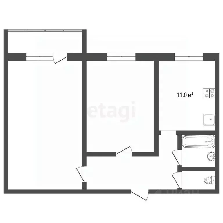 2-к кв. Владимирская область, Муром Ленинградская ул., 36/2 (52.2 м) - Фото 2