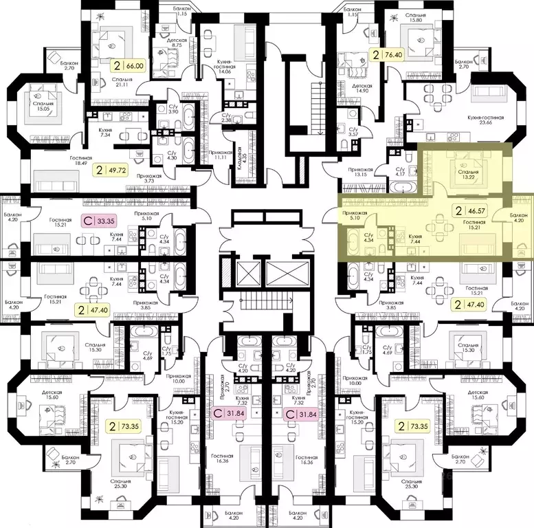 1-к кв. Тверская область, Тверь Урбан Парк жилой комплекс (46.57 м) - Фото 2