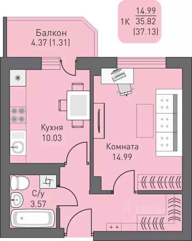 1-к кв. Ханты-Мансийский АО, Сургутский район, Белый Яр пгт, пос. ... - Фото 0