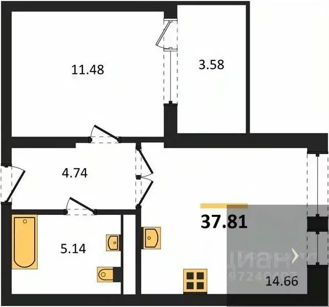 1-к кв. Воронежская область, Воронеж наб. Чуева, 7 (37.81 м) - Фото 0