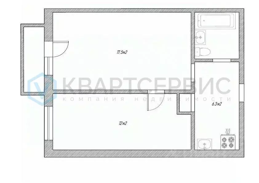 2-к кв. Омская область, Омск ул. 1-я Железнодорожная, 18 (39.9 м) - Фото 2