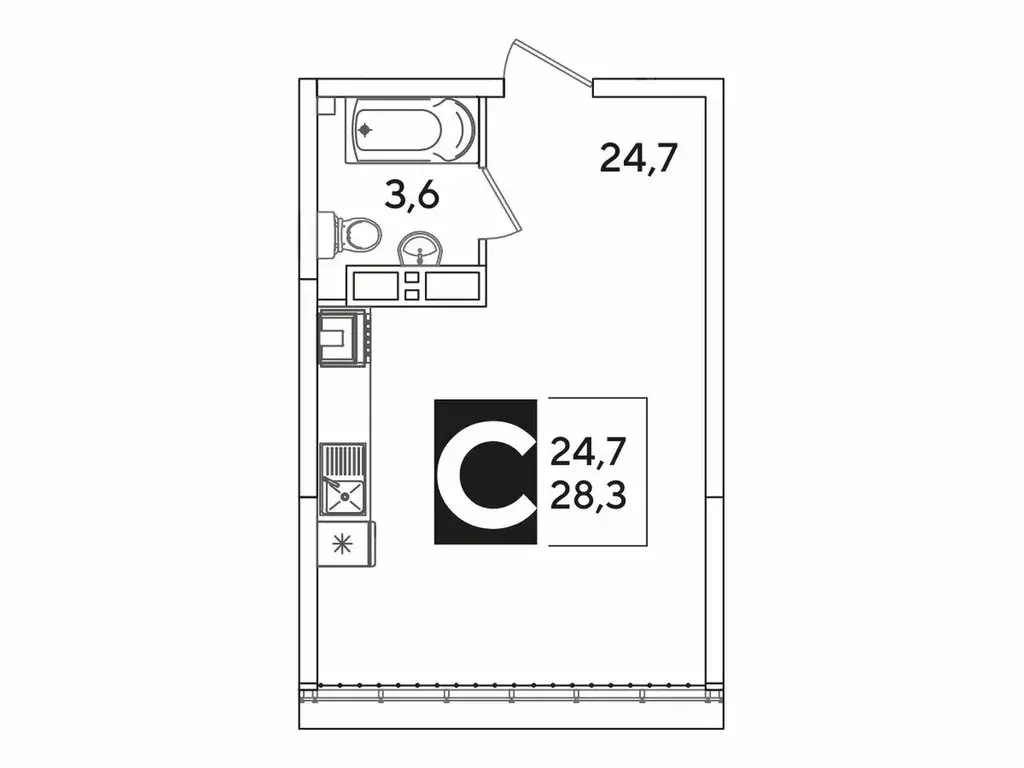 Квартира-студия: Краснодар, улица Западный Обход, 39 (28.1 м) - Фото 1