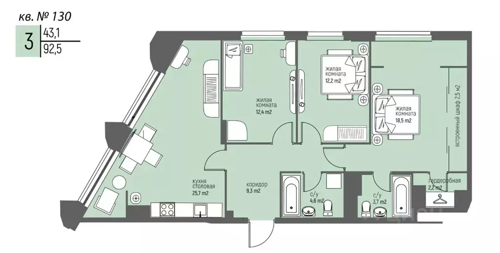 3-к кв. Нижегородская область, Нижний Новгород Спортивный мкр, ... - Фото 1