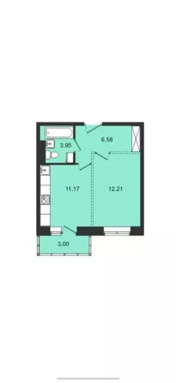 1-комнатная квартира: село Мамоны, проезд Радиан, 46/1 (34.4 м) - Фото 1