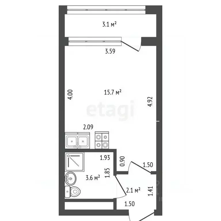 Студия Санкт-Петербург Планерная ул., 99 (21.4 м) - Фото 2