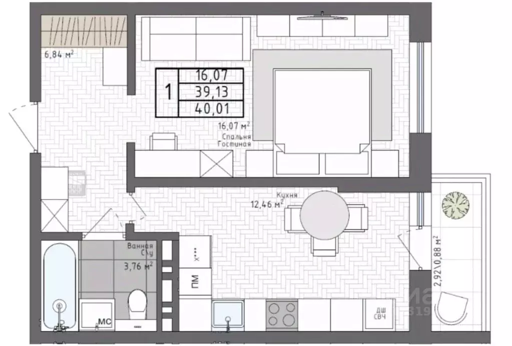 1-к кв. Адыгея, Тахтамукайский район, Яблоновский пгт Шоссейная ул., ... - Фото 2