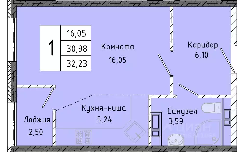 Студия Крым, Алушта городской округ, Партенит пгт  (32.23 м) - Фото 0