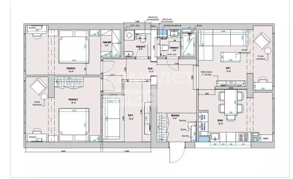 3-комнатная квартира: Нальчик, улица Байсултанова, 35А (104 м) - Фото 2
