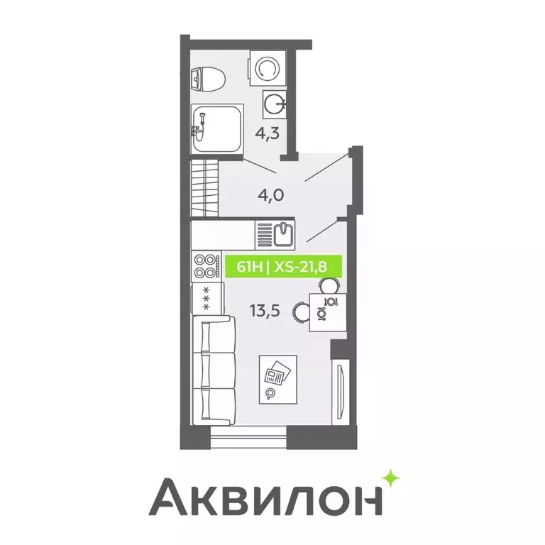 Студия Санкт-Петербург Московский просп., 71к2 (21.8 м) - Фото 0