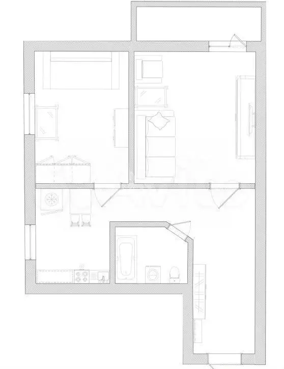 2-к. квартира, 35,6 м, 5/5 эт. - Фото 0