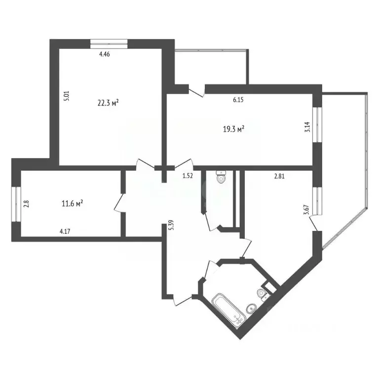 3-к кв. Калужская область, Калуга бул. Солнечный, 6 (88.3 м) - Фото 2