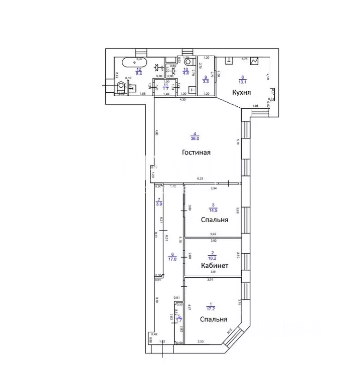 4-к кв. Москва Гоголевский бул., 23 (135.0 м) - Фото 2