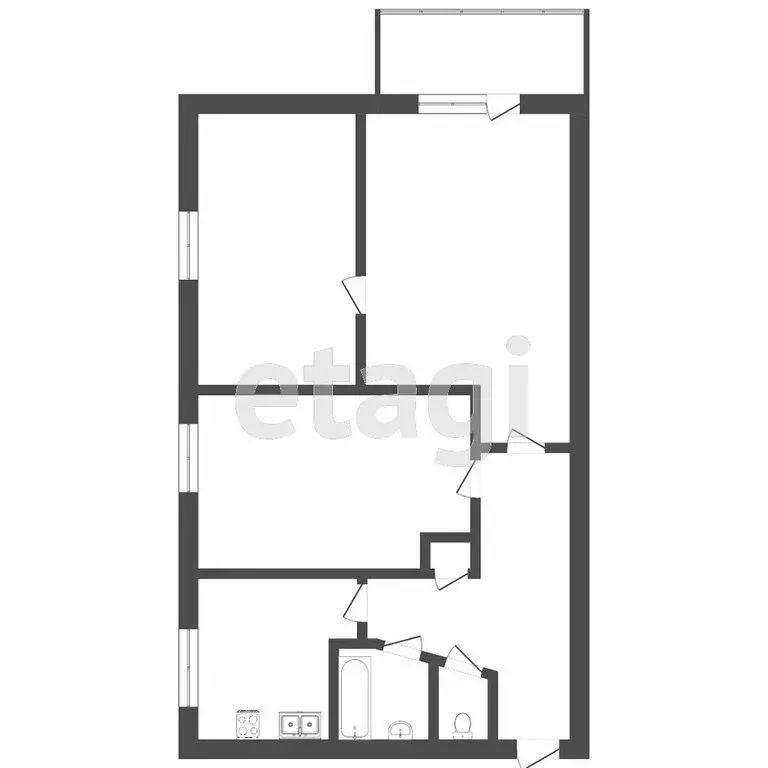 3-комнатная квартира: Тюмень, улица Серова, 21 (52 м) - Фото 1