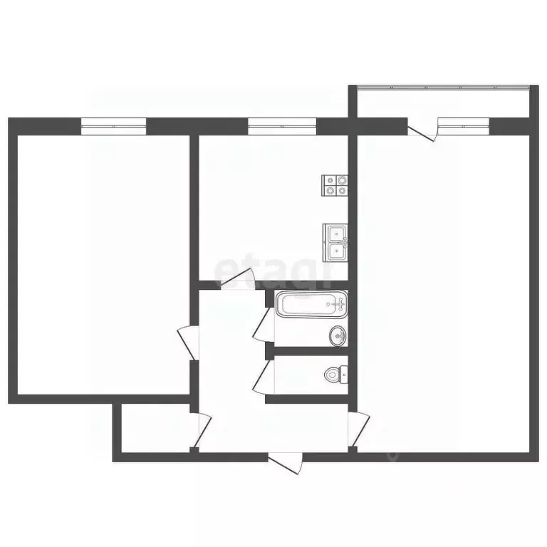 2-к кв. Пермский край, Губахинский муниципальный округ, Углеуральский ... - Фото 1