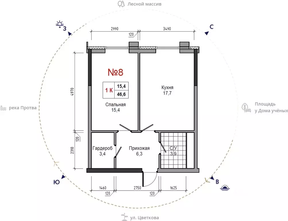 1-к кв. Калужская область, Обнинск ул. Усачева (46.6 м) - Фото 0