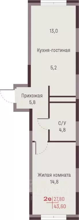 2-к кв. Свердловская область, Екатеринбург Академический мкр, 19-й ... - Фото 2