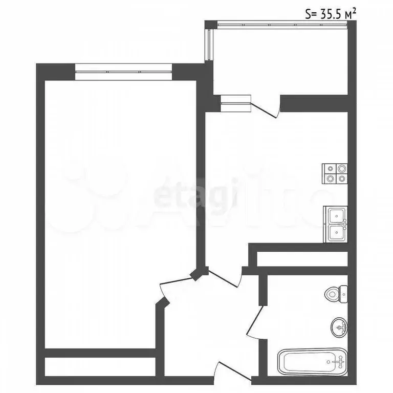 1-к. квартира, 35,5 м, 13/21 эт. - Фото 0