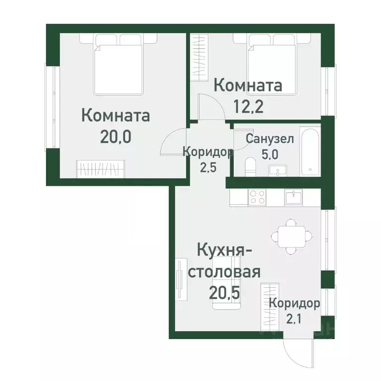 2-к кв. Челябинская область, Челябинский городской округ, пос. ... - Фото 0
