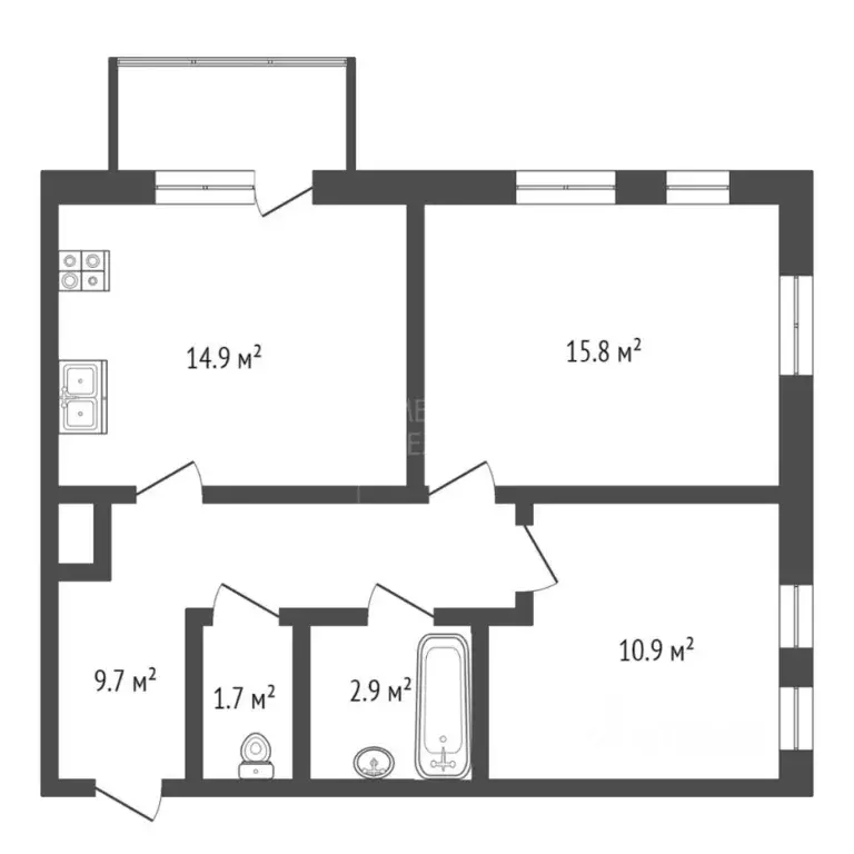 2-к кв. Тюменская область, Тюмень Полевая ул., 117к5 (49.5 м) - Фото 1