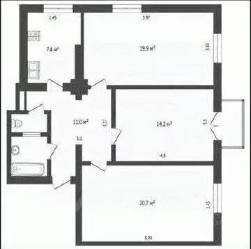 3-к кв. Москва Донская ул., 27К2 (78.0 м) - Фото 2