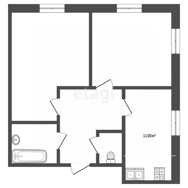 2-к кв. Ямало-Ненецкий АО, Новый Уренгой Славянский мкр, 1/3 (55.3 м) - Фото 2