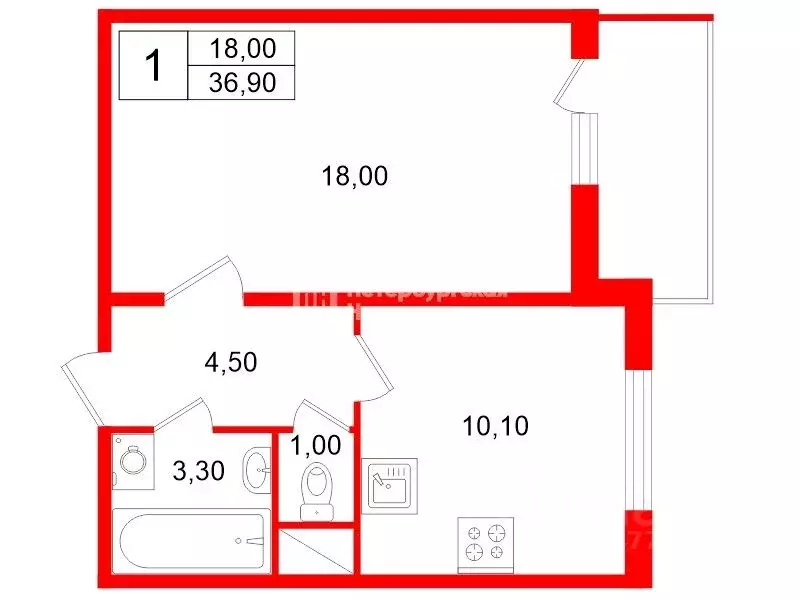 1-к кв. Санкт-Петербург ул. Маршала Казакова, 78к1 (36.9 м) - Фото 2