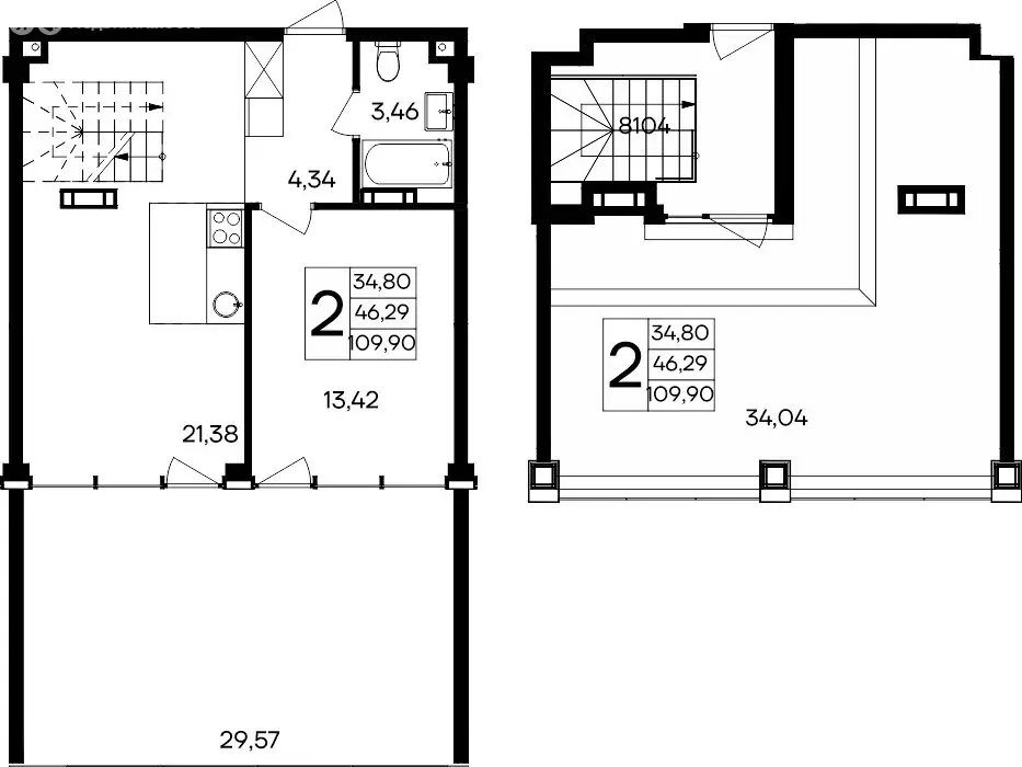 2-комнатная квартира: Прибрежное, Симферопольское шоссе, 177 (109.9 м) - Фото 1