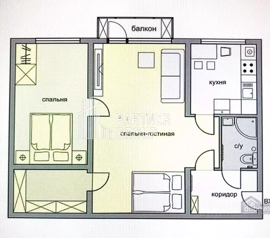 2-к кв. Тульская область, Новомосковск ул. Свердлова, 45Б (43.9 м) - Фото 1