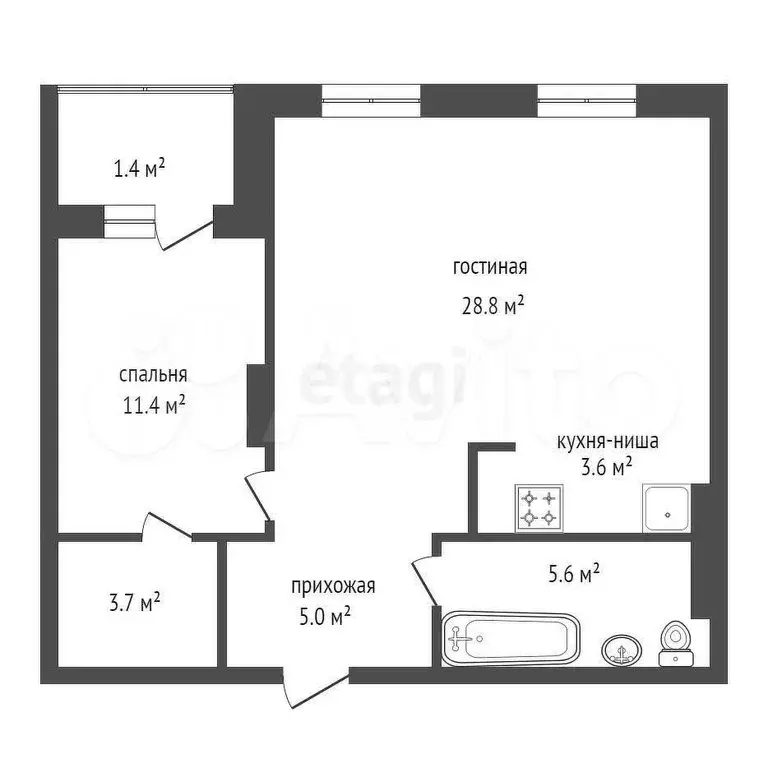 2-к. квартира, 58 м, 18/25 эт. - Фото 0