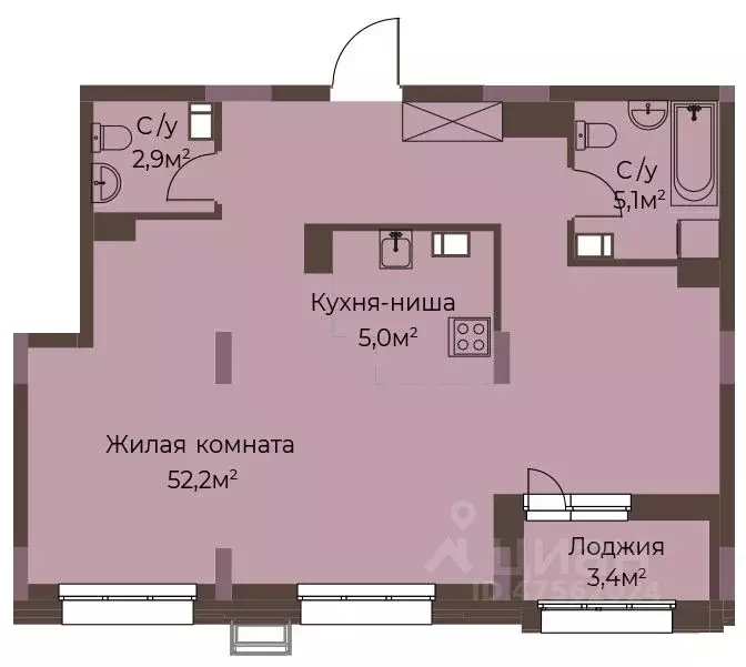 1-к кв. Нижегородская область, Нижний Новгород ул. Максима Горького, ... - Фото 1