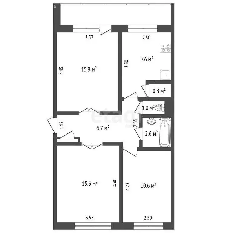 3-комнатная квартира: Котлас, улица Ушакова, 12 (63.7 м) - Фото 1