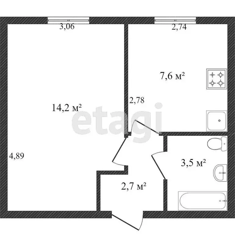 1-комнатная квартира: Калуга, улица Петра Тарасова, 5 (29 м) - Фото 1