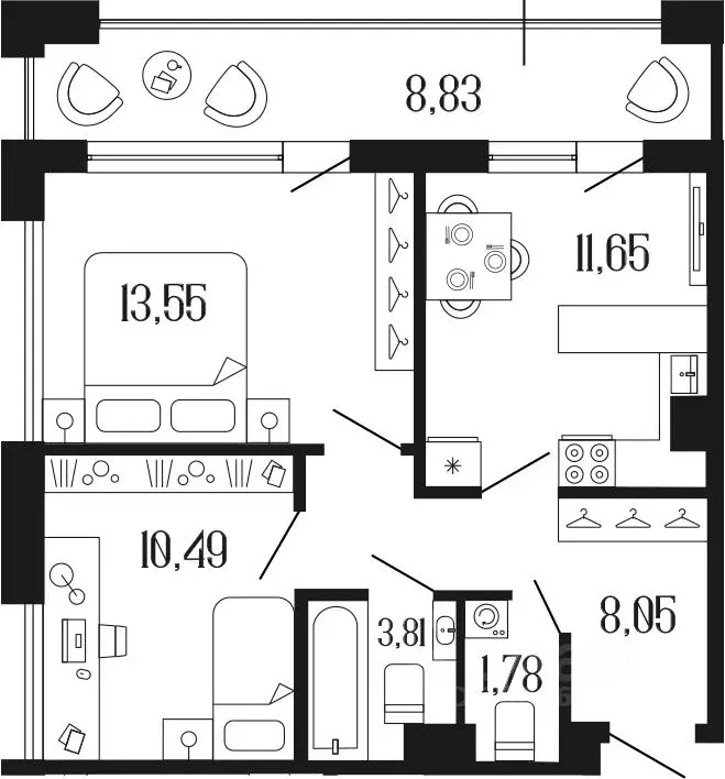 2-к кв. Санкт-Петербург ул. Коли Томчака, 3 (53.75 м) - Фото 1