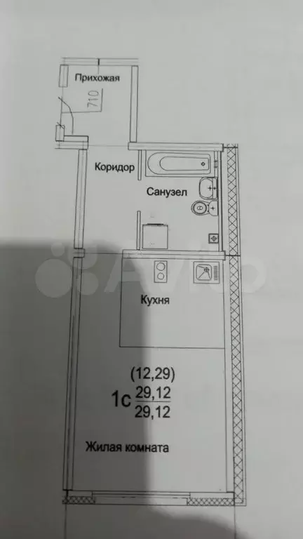 Квартира-студия, 29 м, 1/23 эт. - Фото 0