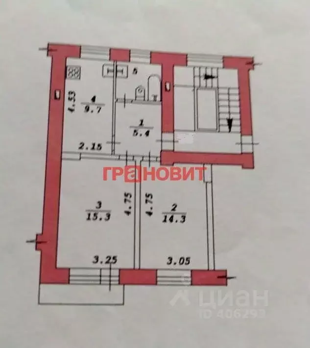 2-к кв. Новосибирская область, Новосибирск Октябрьская ул., 45 (48.5 ... - Фото 1