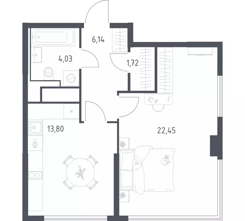 1-к кв. Москва Квартал на воде жилой комплекс, к5 (48.14 м) - Фото 1