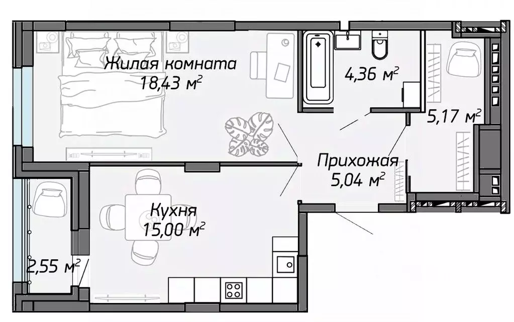1-к кв. Марий Эл, Йошкар-Ола Два Капитана жилой комплекс (49.28 м) - Фото 1