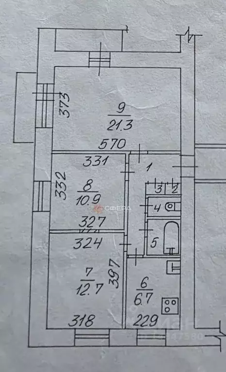 3-к кв. Новосибирская область, Новосибирск Вертковская ул., 39/1 (63.3 ... - Фото 2