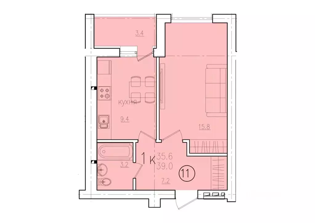 1-к кв. Саратовская область, Энгельс Энгельс-9 мкр, 2 (39.0 м) - Фото 1
