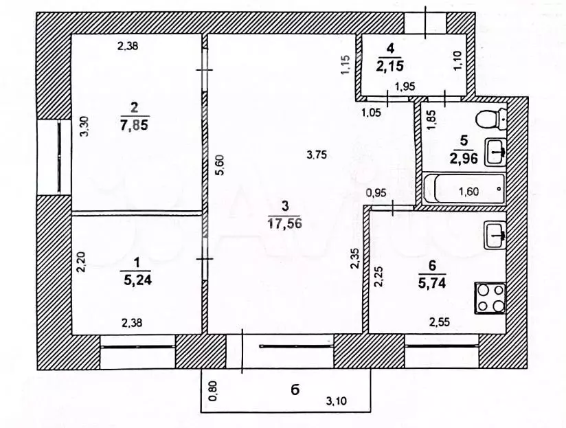 2-к. квартира, 42,2 м, 3/5 эт. - Фото 0