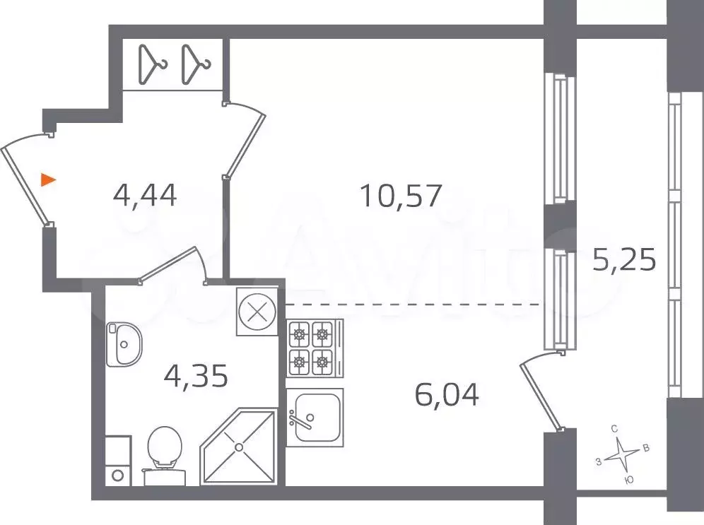 Квартира-студия, 28 м, 2/10 эт. - Фото 0