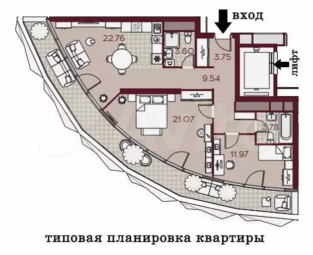 3-к. квартира, 106 м, 18/22 эт. - Фото 1