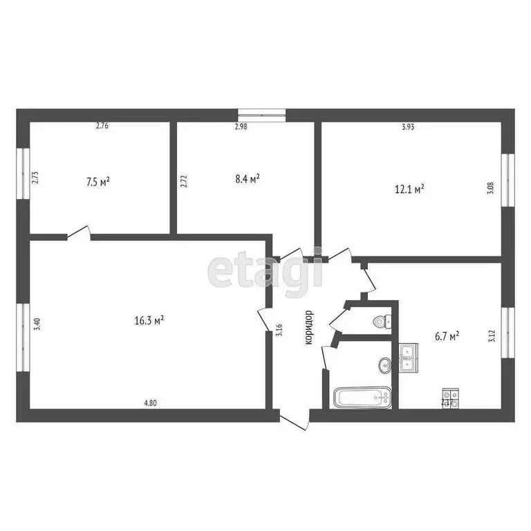4-комнатная квартира: Ухта, проспект Ленина, 26А (58.1 м) - Фото 1