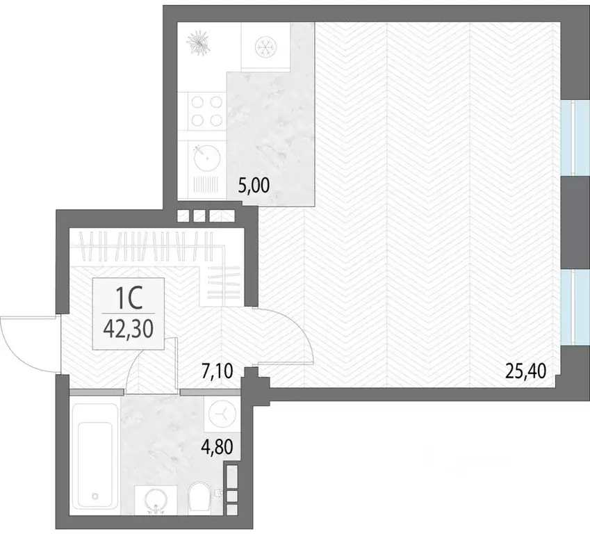 Студия Свердловская область, Екатеринбург ул. Первомайская, 7 (42.3 м) - Фото 1