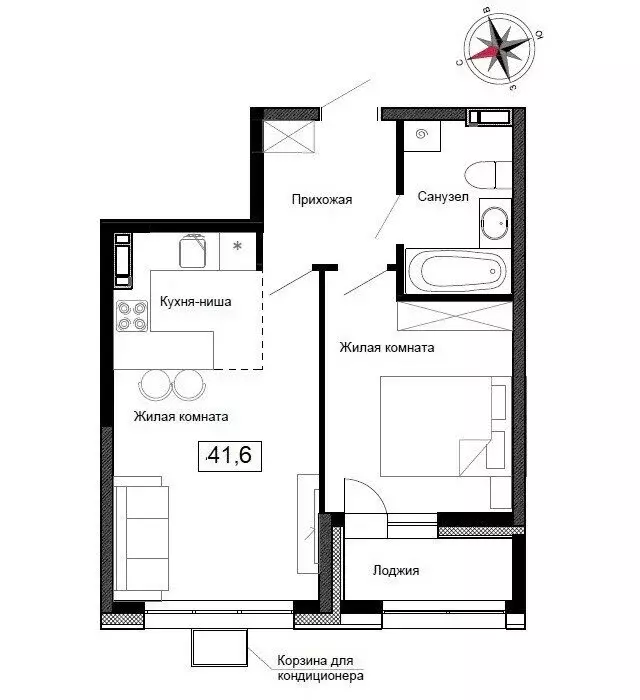 Квартира-студия: Новый, улица Ленина, 6с1 (41.6 м) - Фото 1