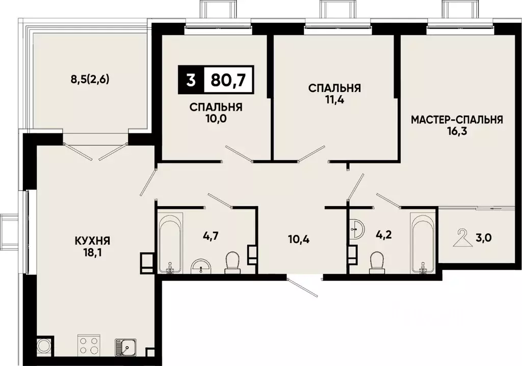 3-к кв. Ставропольский край, Кисловодск Моя Легенда жилой комплекс ... - Фото 1